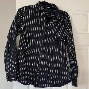 Banana Republic women's button down shirt,  tailored fit, black + white, size 8
